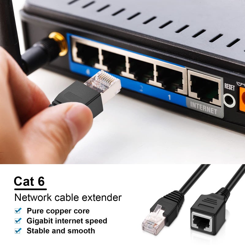 iGreely Ethernet Extension Cable 2Pack Ethernet LAN Male to Female Network Cable RJ45 Cat6 Extension Patch Cable Extender Cord 2FT/60CM - Image 4